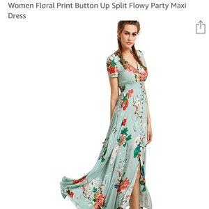 Floral print button up maxi dress